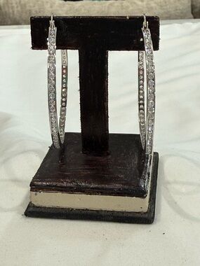 Sterling Silver Large Sparkling Cubic Zirconia Hoops. Wear in Style.